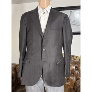 Brunello Cucinelli Virgin Wool Brown Blue Plaid Sportcoat Jacket Men’s 50/40